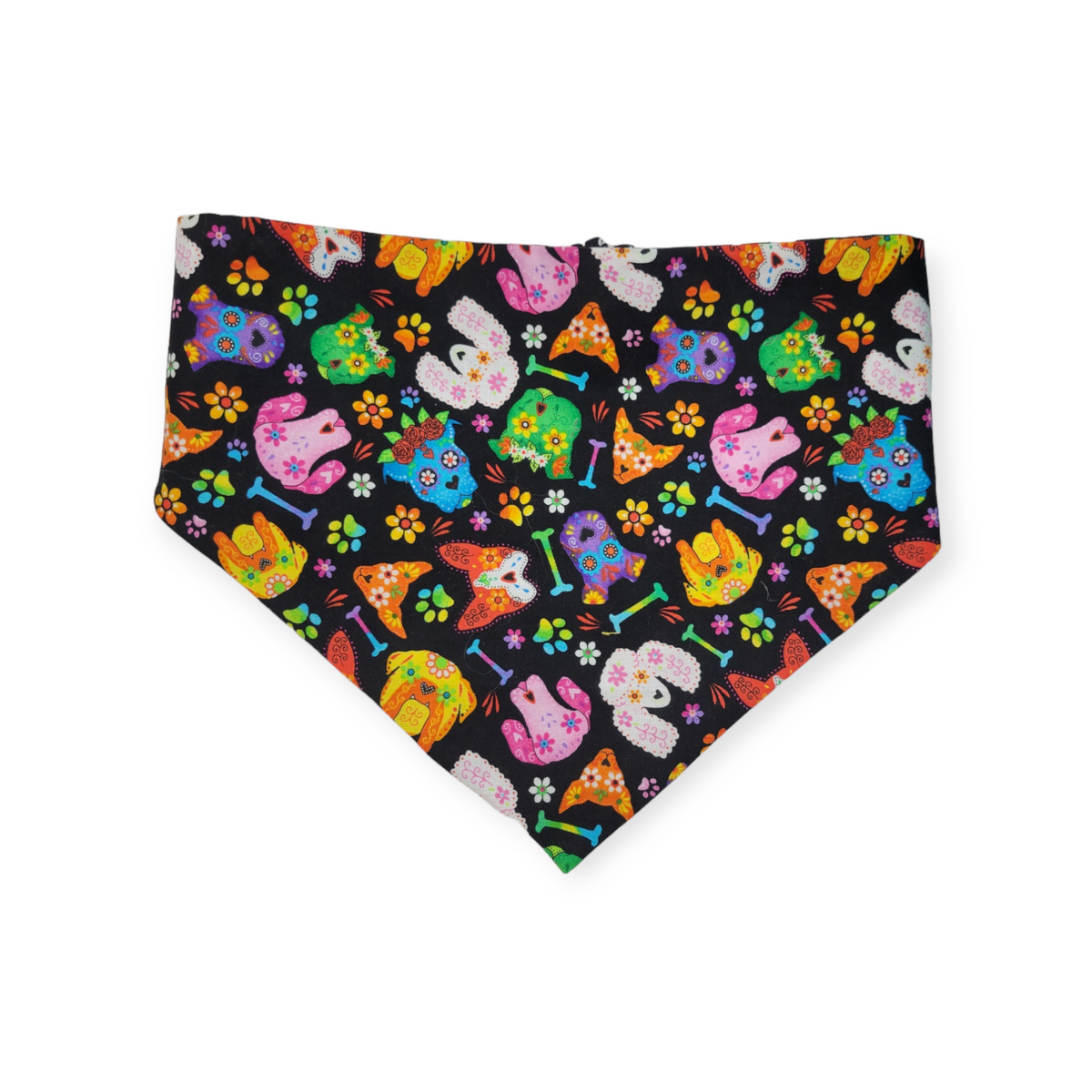 Ghosts/Dog Sugar Skull Slip-on Scrunchie Bandana (Large/X-Large)
