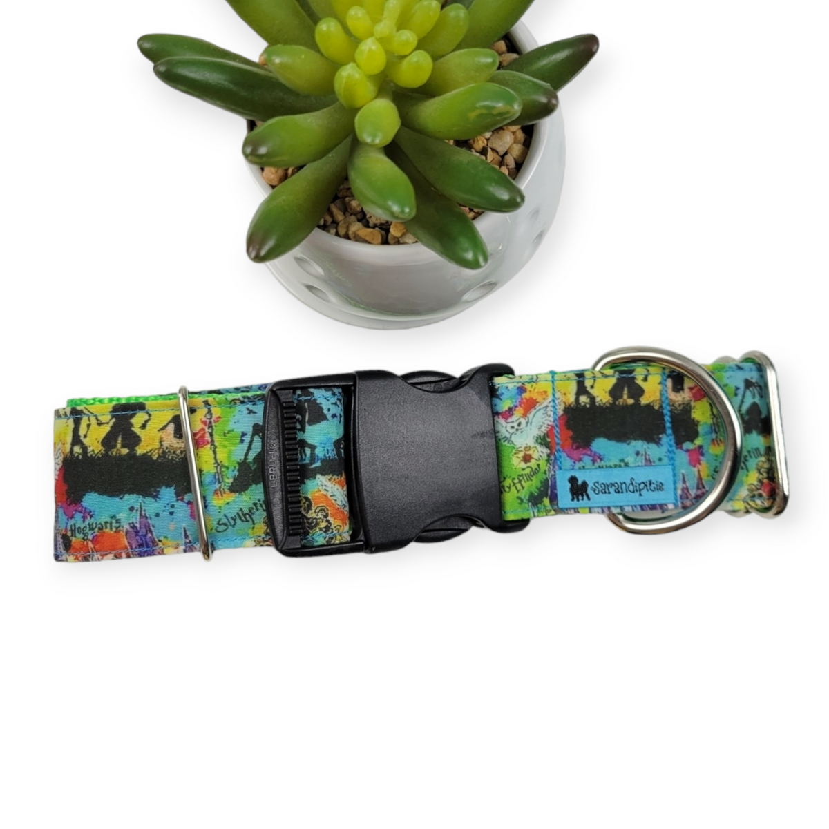 Wizard Watercolor Dog collar (Large, 1.5" wide)