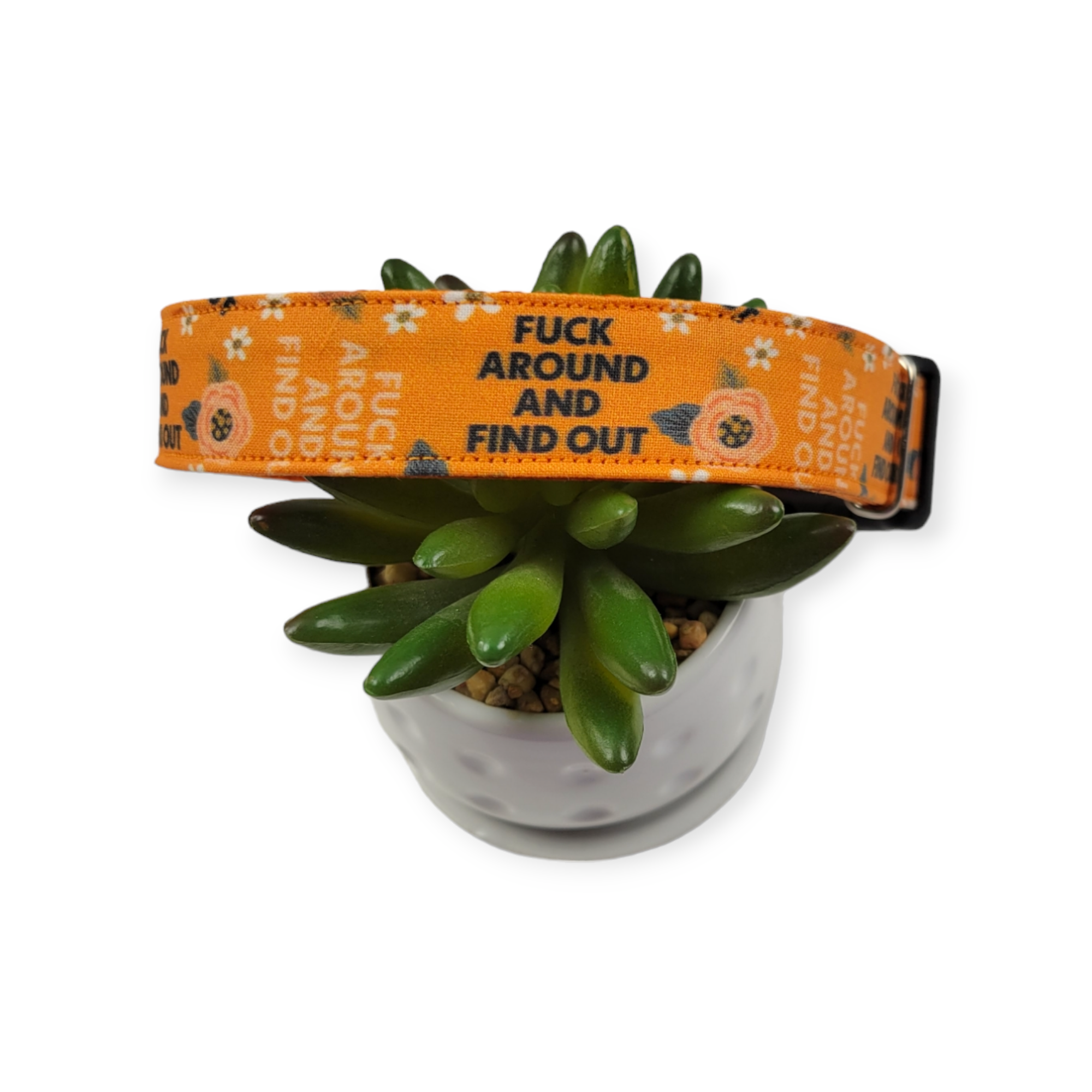 FAFO Orange Floral Dog Collar (Large)