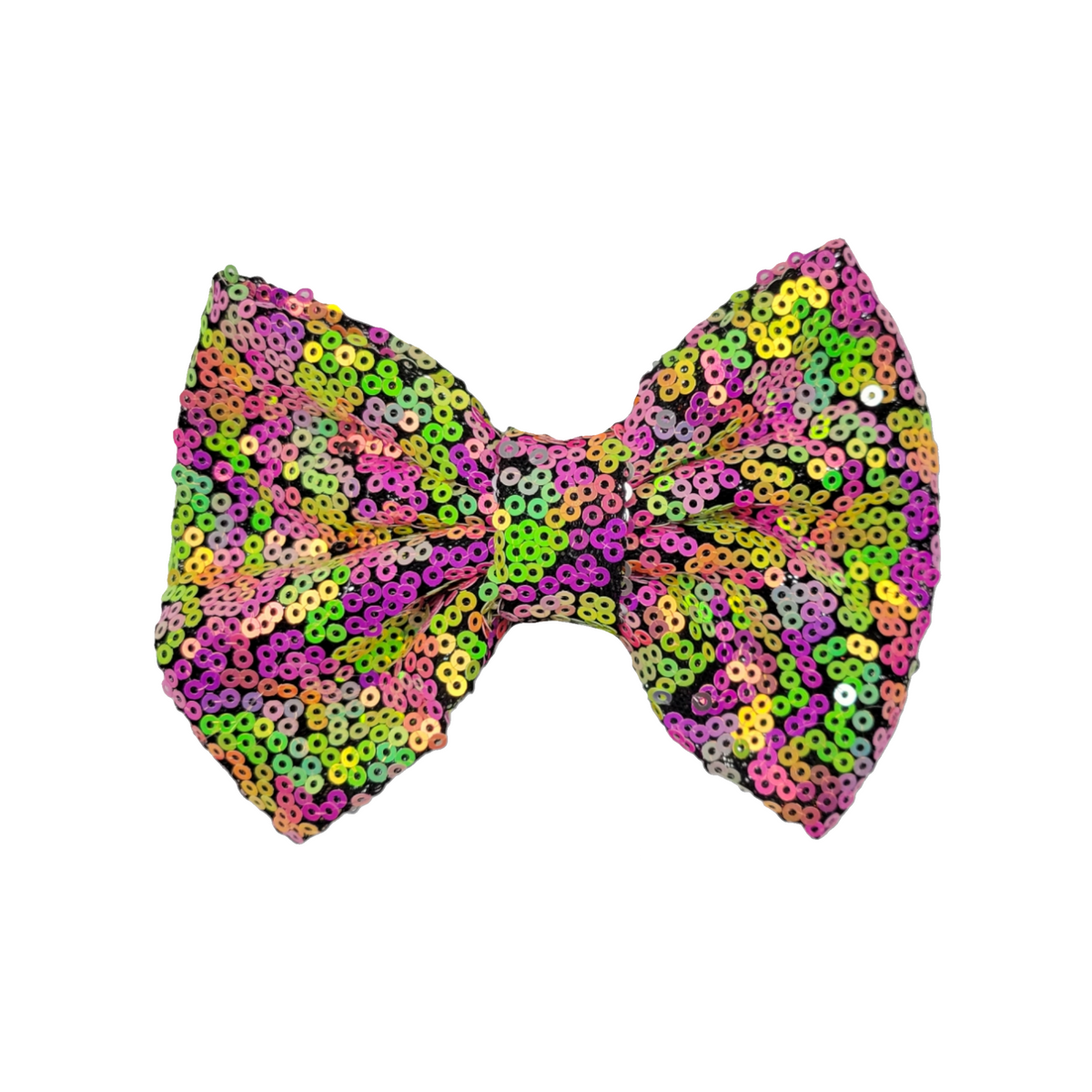 Neon Rainbow Sequin Bowtie - 5"