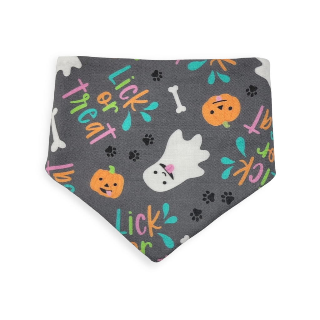 Lick or Treat/Plaid Slip-on Scrunchie Bandana (X-Small)