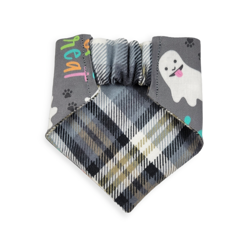 Lick or Treat/Plaid Slip-on Scrunchie Bandana (XX-Small)