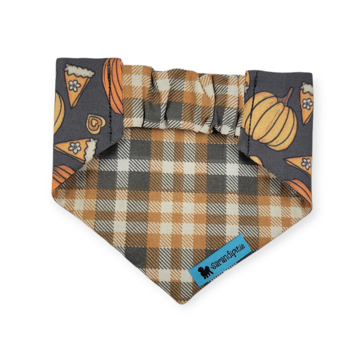 Retro Pumpkin Spice/Fall Plaid Slip-on Scrunchie Bandana (X-Small)