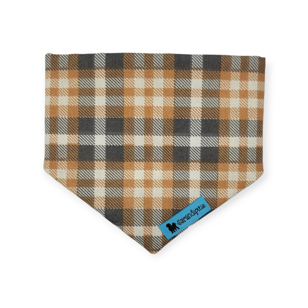 Retro Pumpkin Spice/Fall Plaid Slip-on Scrunchie Bandana (X-Small)