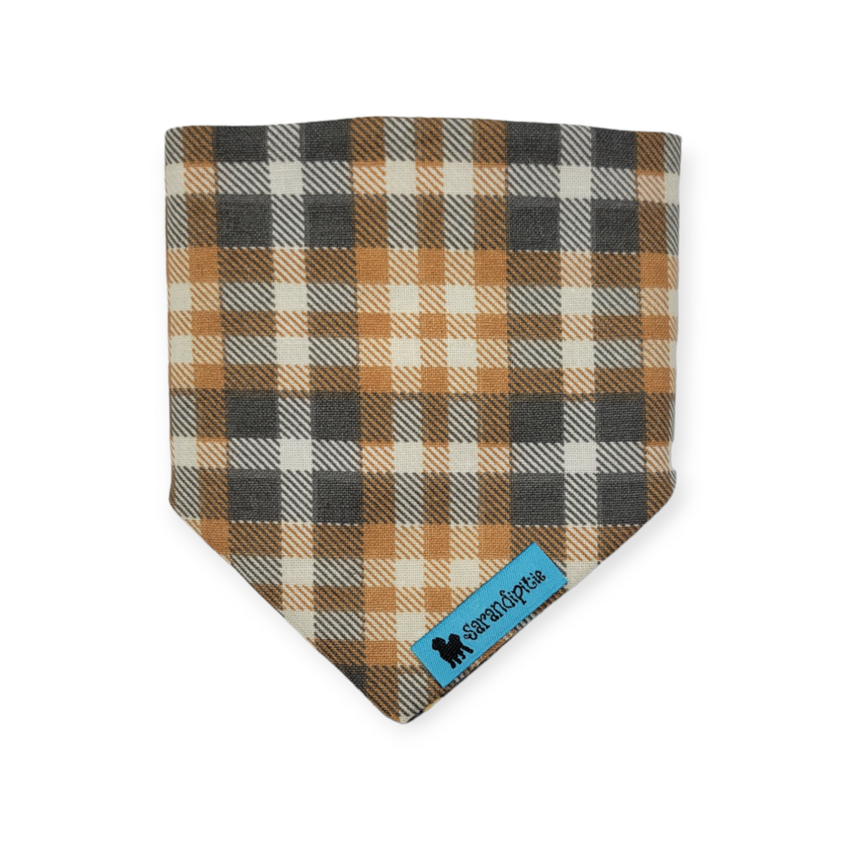 Retro Pumpkin Spice/Fall Plaid Slip-on Scrunchie Bandana (XX-Small)