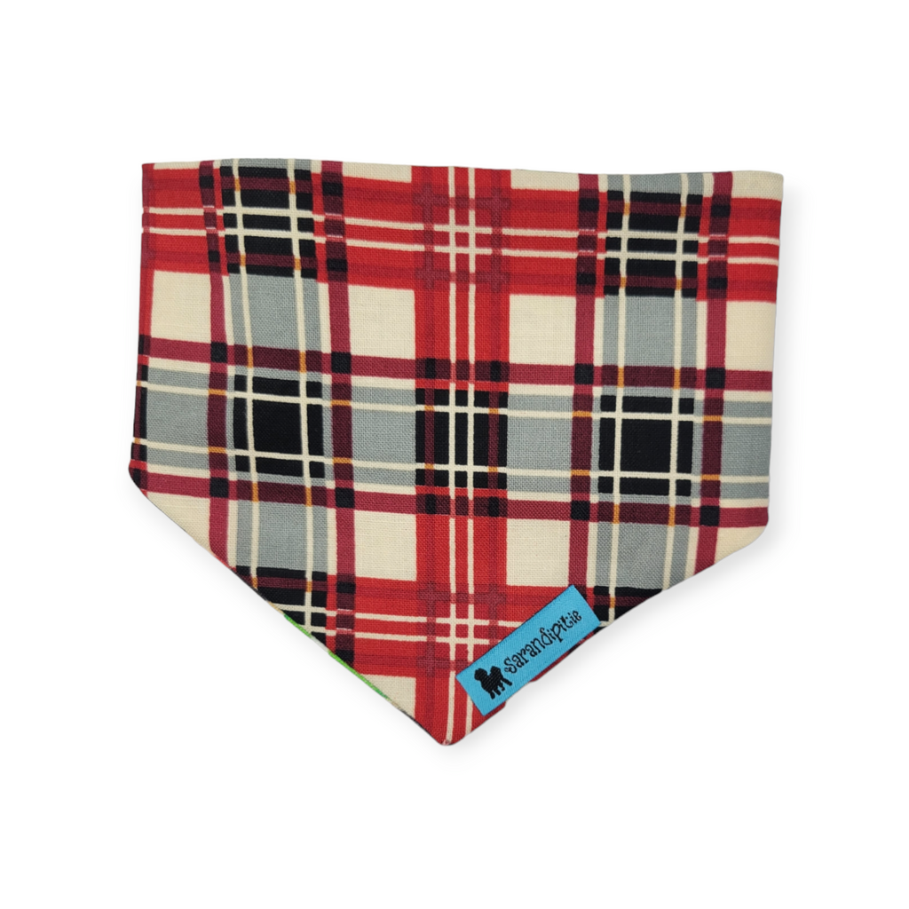 Santa's Cookies/Red Plaid Slip-on Scrunchie Bandana (X-Small)