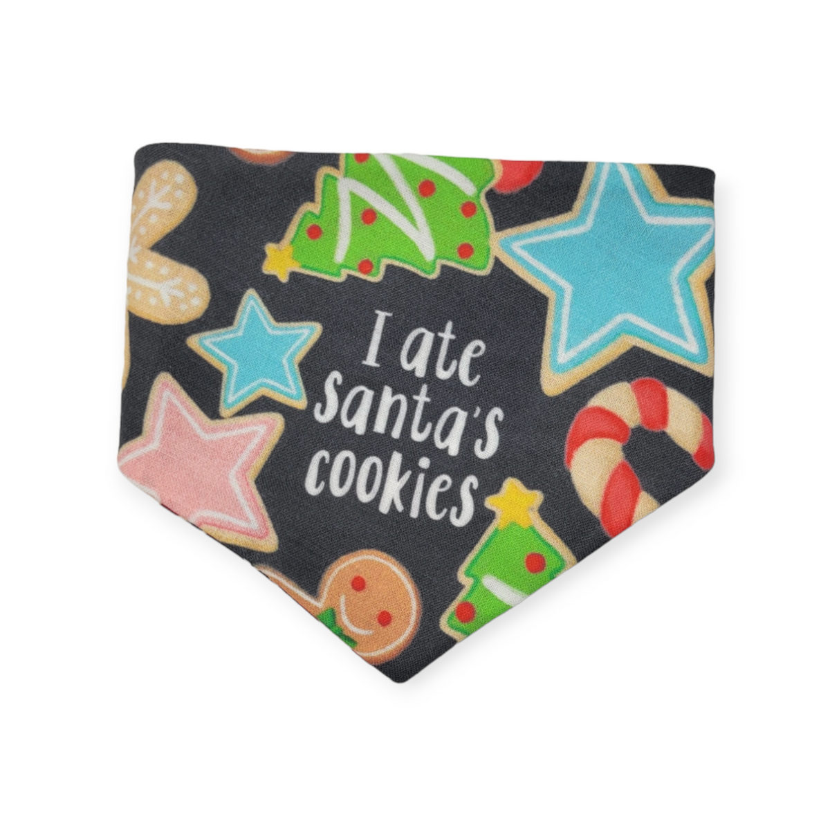 Santa's Cookies/Red Plaid Slip-on Scrunchie Bandana (X-Small)