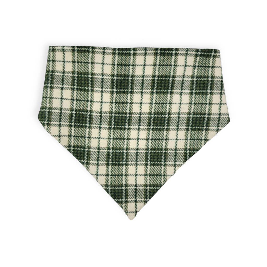 Christmas Tree Farm/Green Plaid Reversible Slip-on Scrunchie Bandana (Large)