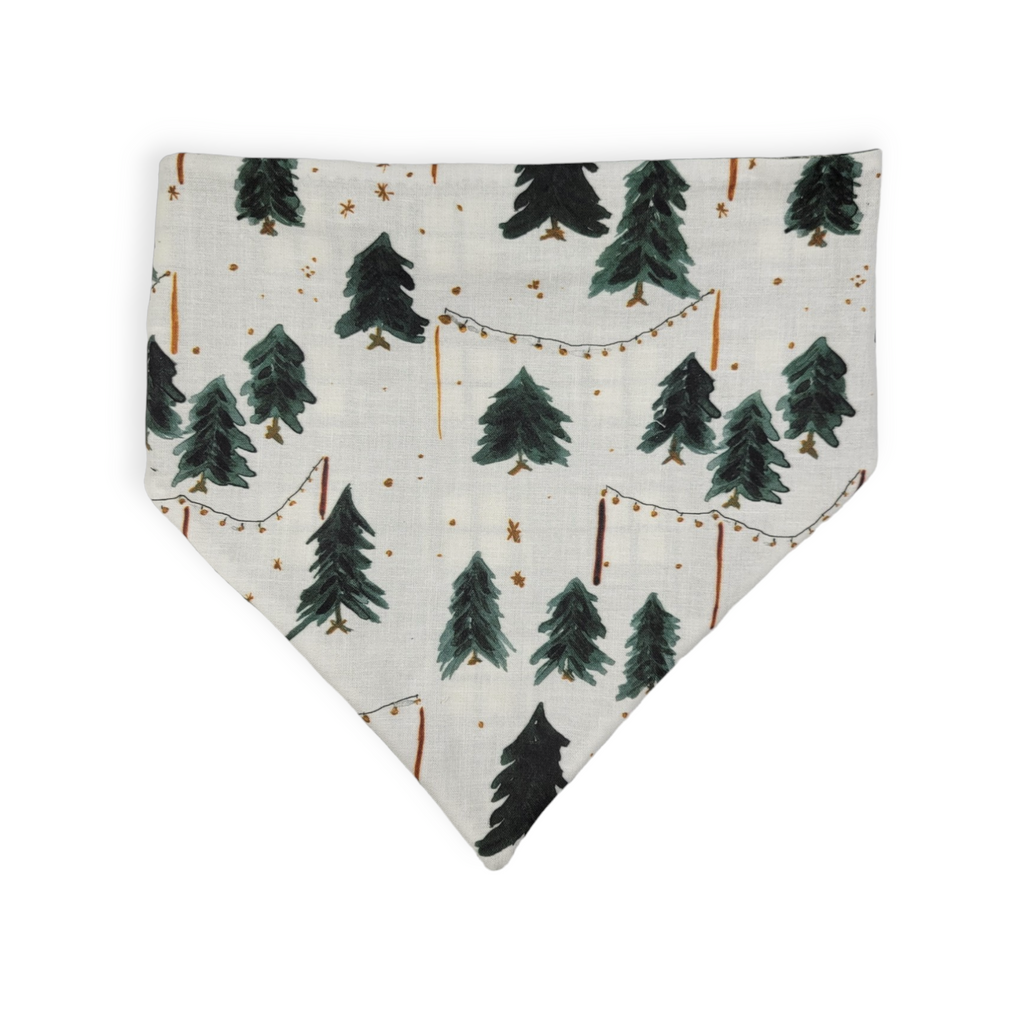 Christmas Tree Farm/Green Plaid Reversible Slip-on Scrunchie Bandana (Large)
