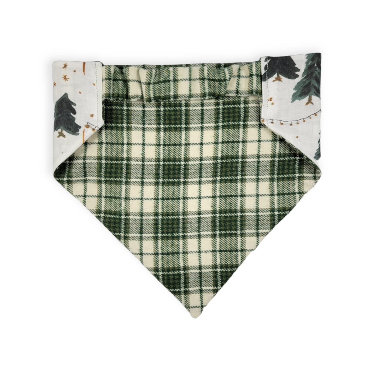 Christmas Tree Farm/Green Plaid Reversible Slip-on Scrunchie Bandana (Large)