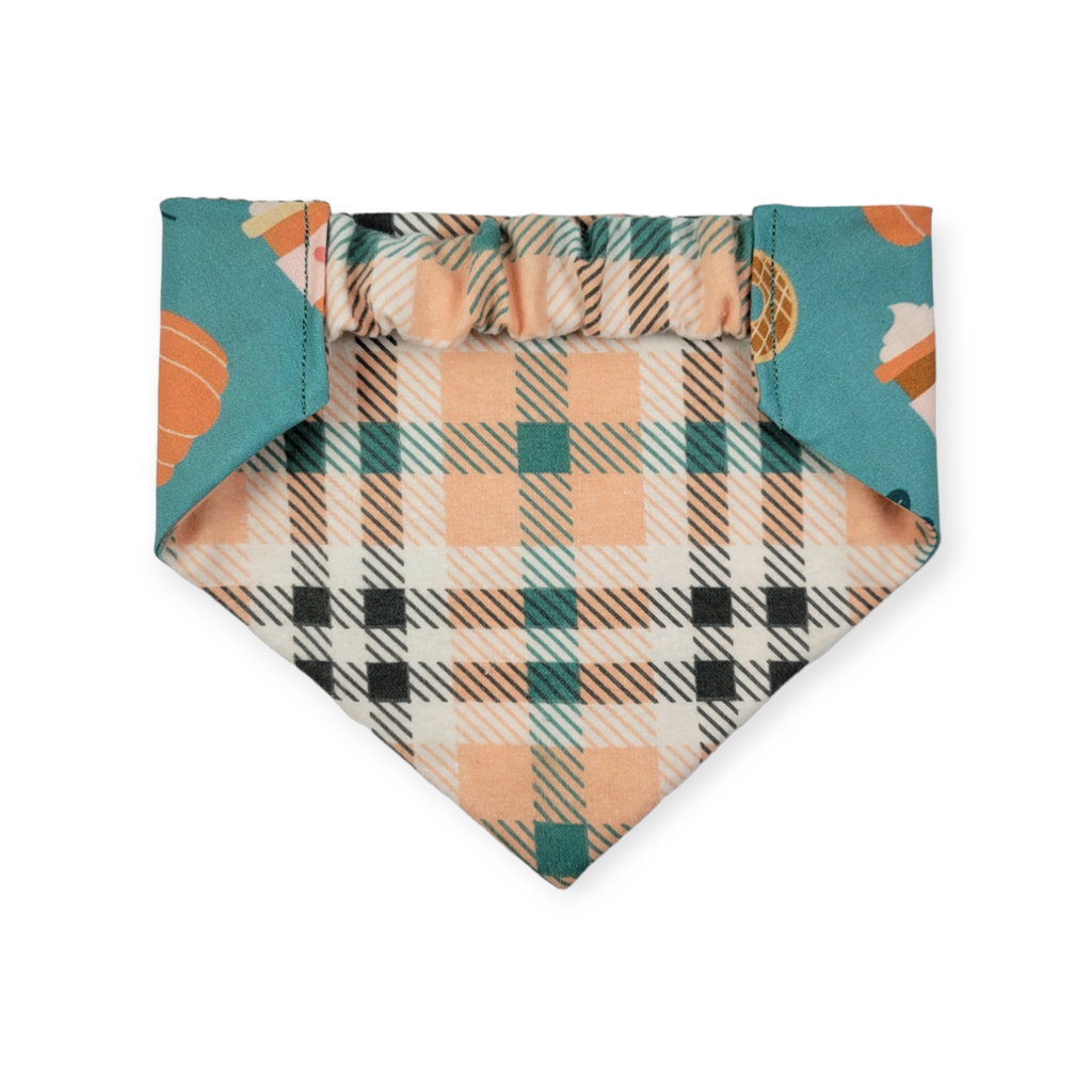 Fall Favorites/ Peach Plaid Slip-on Scrunchie Bandana (Medium)