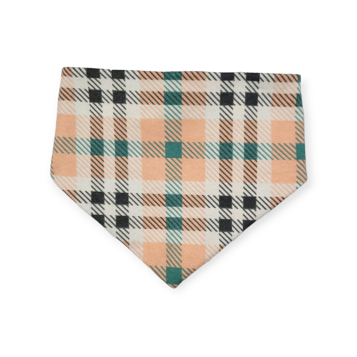 Fall Favorites/ Peach Plaid Slip-on Scrunchie Bandana (Medium)