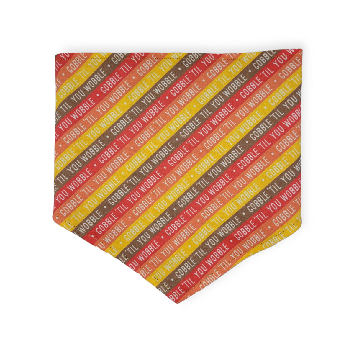 Gobble Til You Wobble/ Brown Plaid Reversible Tie-on Bandana (Large)