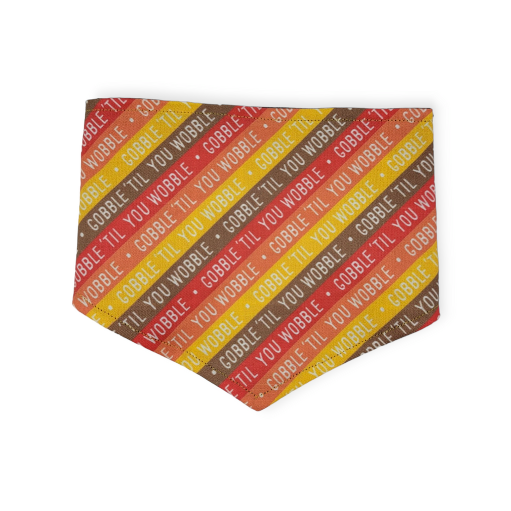 Gobble Til You Wobble/ Brown Plaid Reversible Tie-on Bandana (Small)