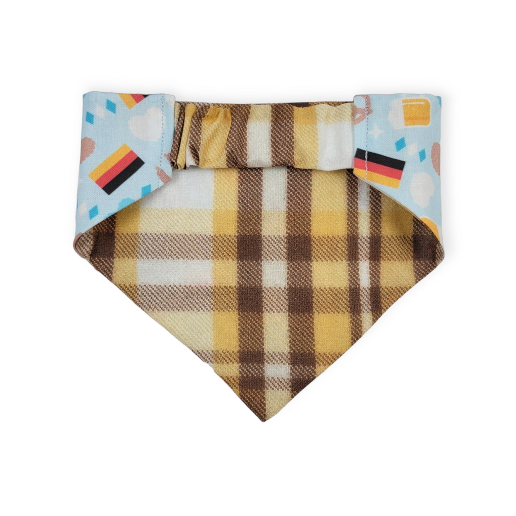 Oktoberfest/ Mustard Plaid Slip-on Scrunchie Bandana (Small)