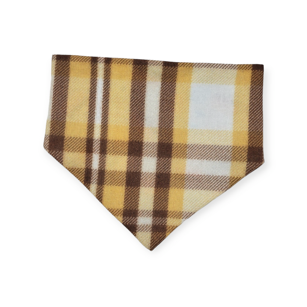 Oktoberfest/ Mustard Plaid Slip-on Scrunchie Bandana (Small)