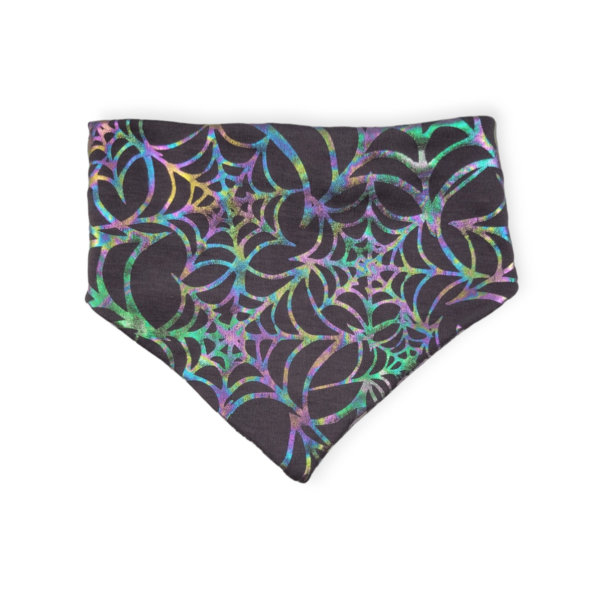 Spiderwebs/ Gray Plaid Slip-on Scrunchie Bandana (Medium)