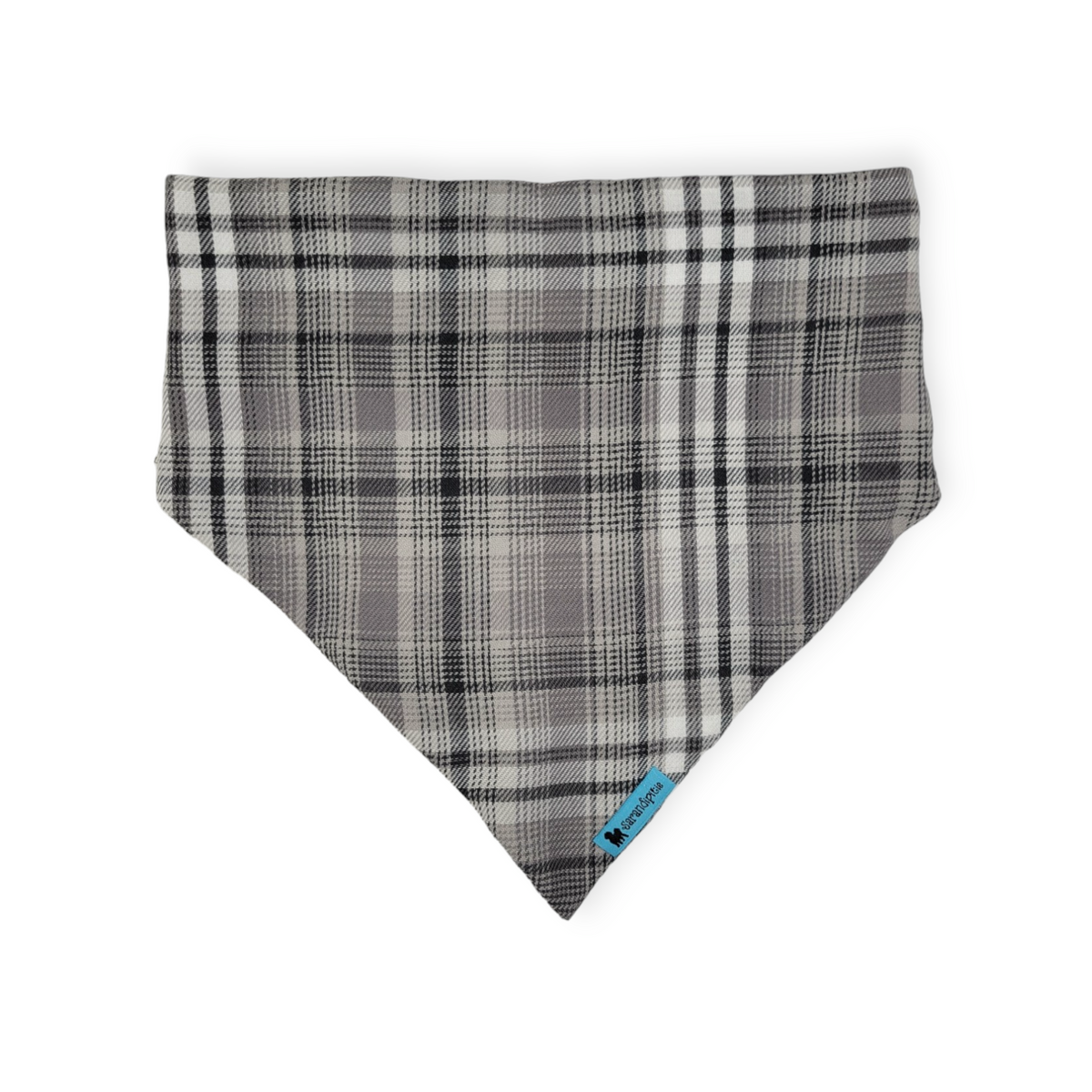 Spiderwebs/ Gray Plaid Slip-on Scrunchie Bandana (Large)