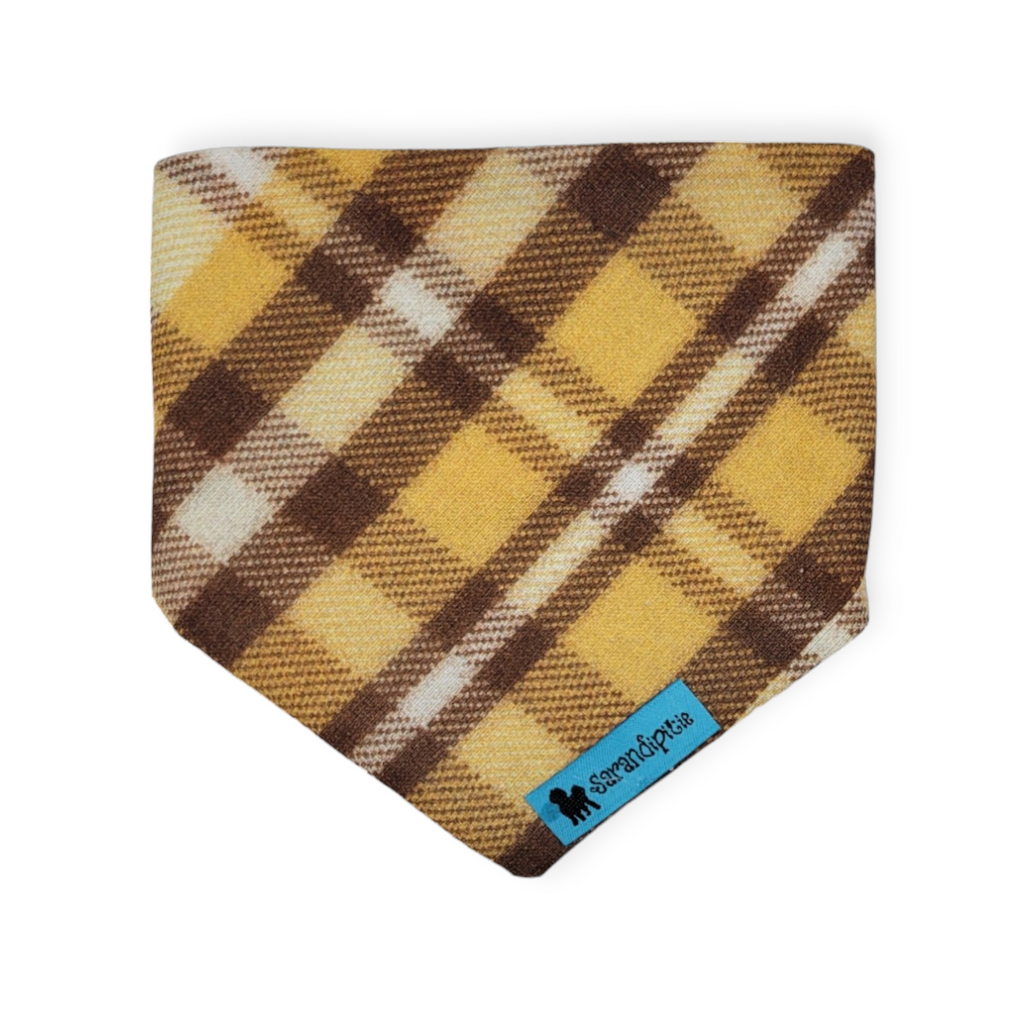 Oktoberfest/ Mustard Plaid Slip-on Scrunchie Bandana (X-Small)
