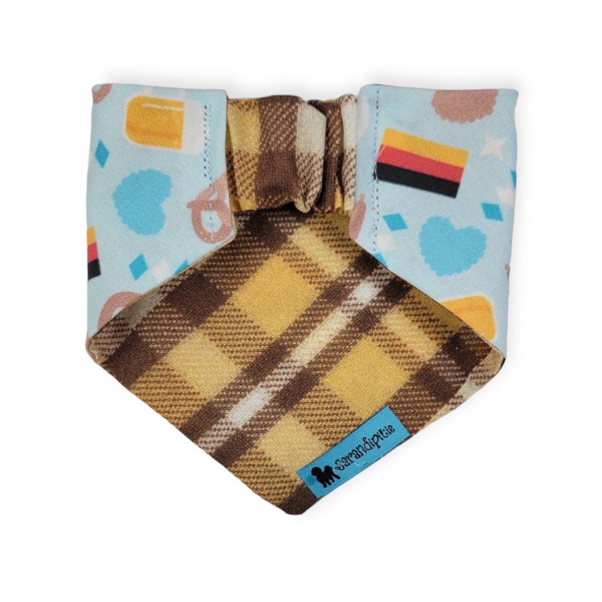 Oktoberfest/ Mustard Plaid Slip-on Scrunchie Bandana (X-Small)