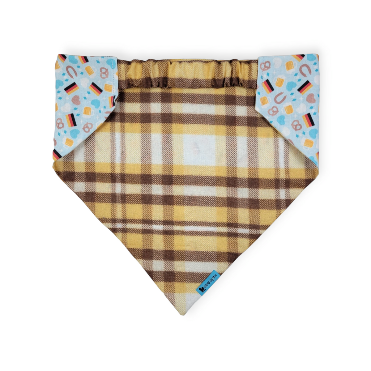 Oktoberfest/ Mustard Plaid Slip-on Scrunchie Bandana (X-Large)