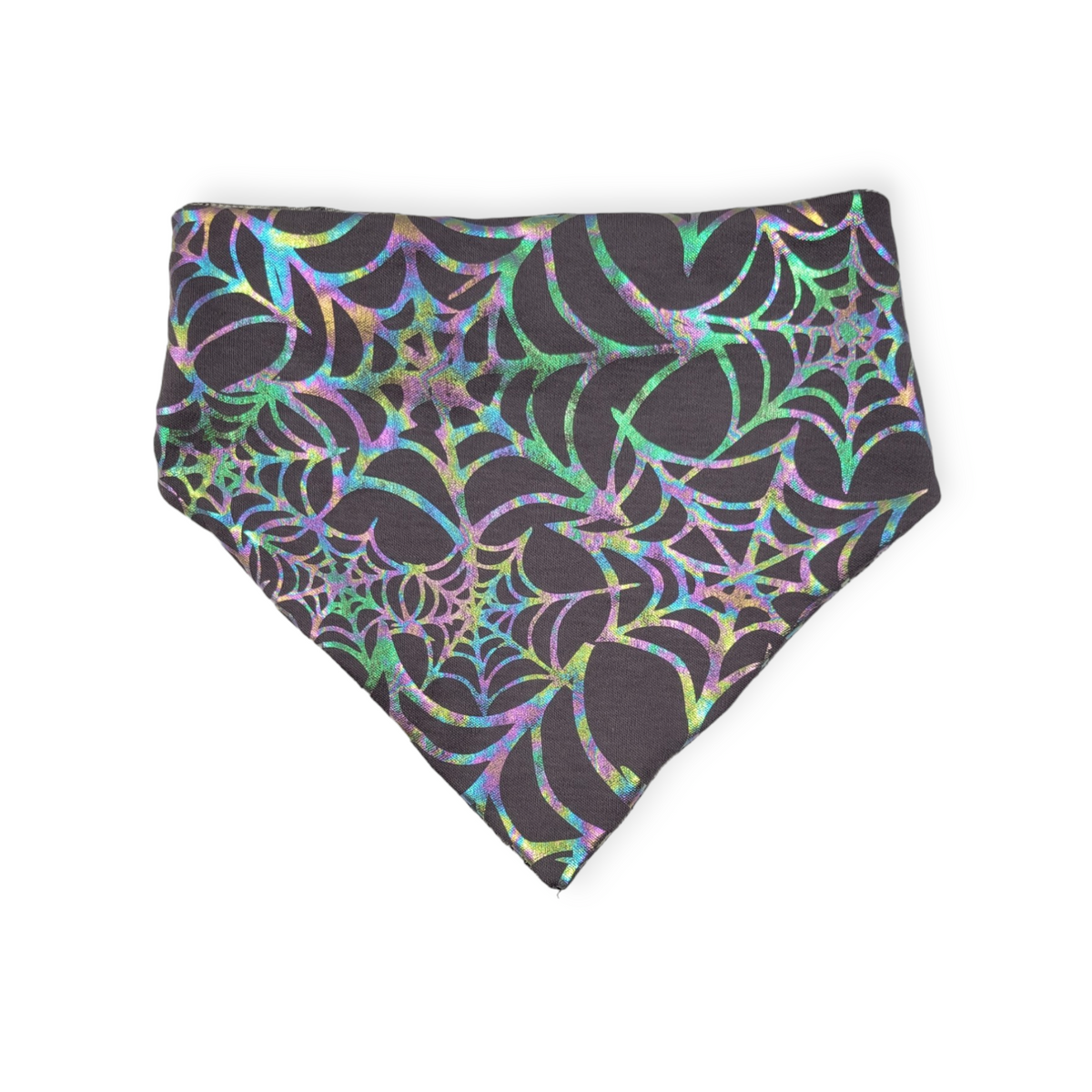 Spiderwebs/ Gray Plaid Slip-on Scrunchie Bandana (Medium/Large)