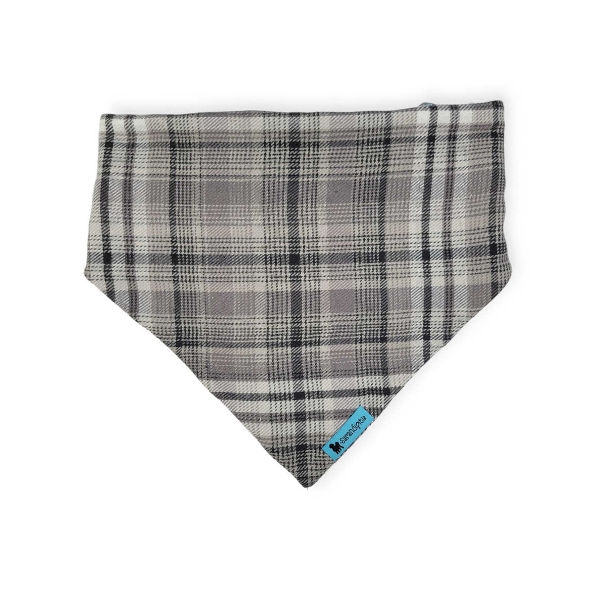 Spiderwebs/ Gray Plaid Slip-on Scrunchie Bandana (Medium/Large)