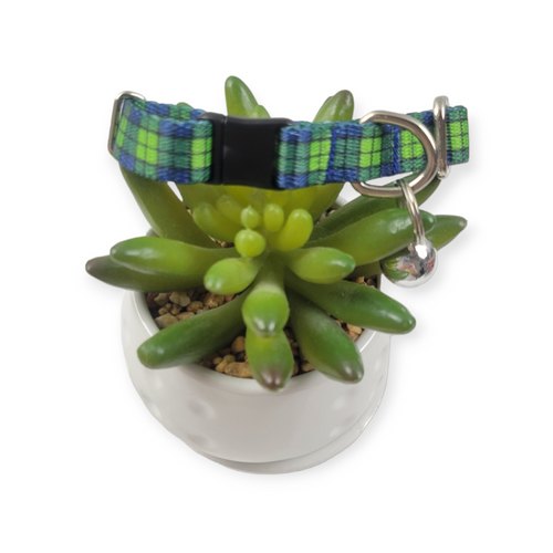 Blue And Green Plaid Kitty Collar (X-Small)