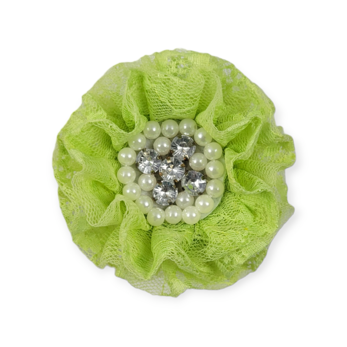 Spring Green Pearls Collar Flower