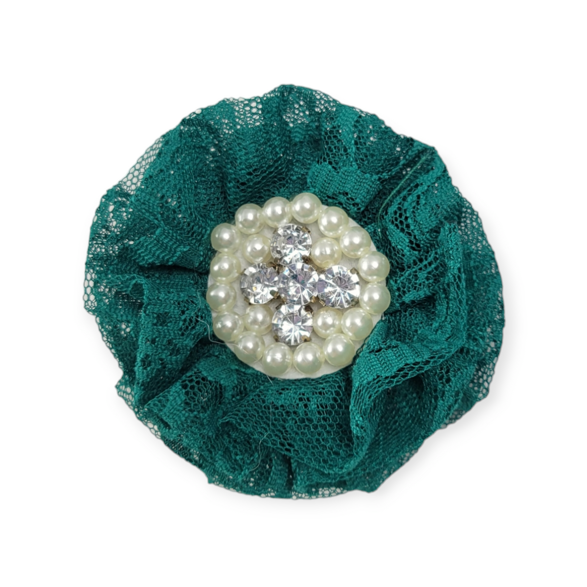 Juniper Green Pearls Collar Flower