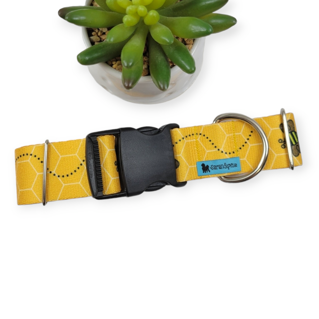 Busy Bee Dog Collar (Large, 1.5" wide)