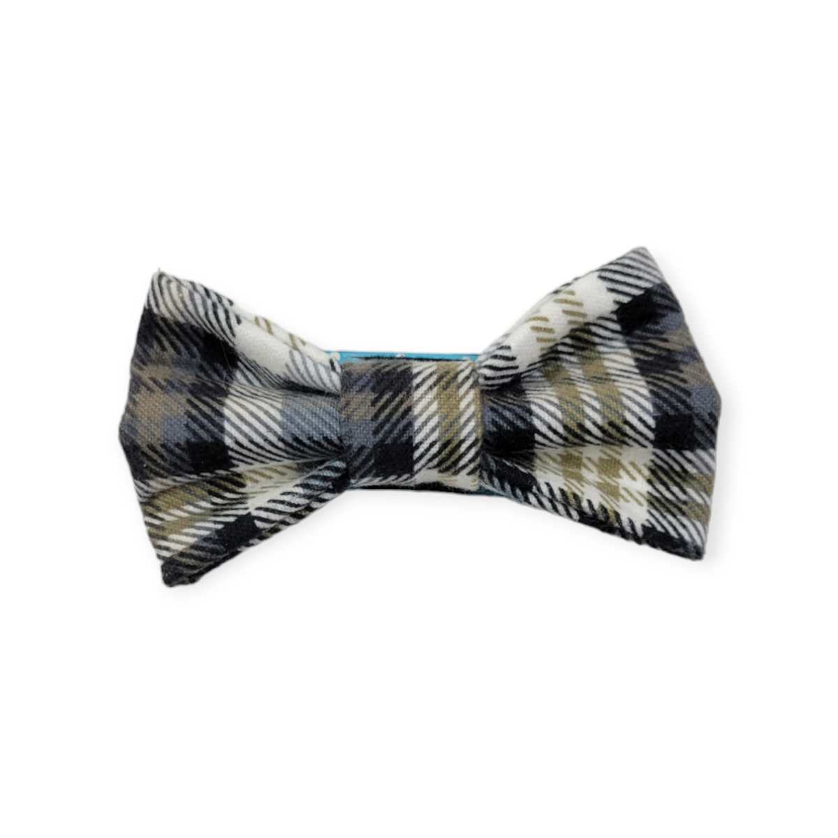 Gray & Tan Plaid Bowtie - 4"