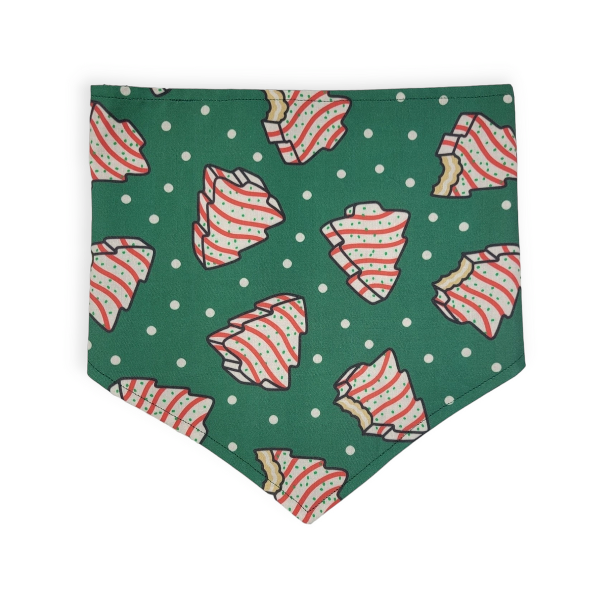 Snack Cake Trees/Red & Green Plaid Reversible Tie-on Bandana (X-Large)