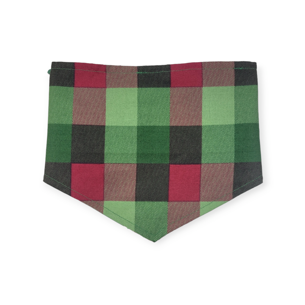 Snack Cake Trees/Red & Green Plaid Reversible Tie-on Bandana (Small)