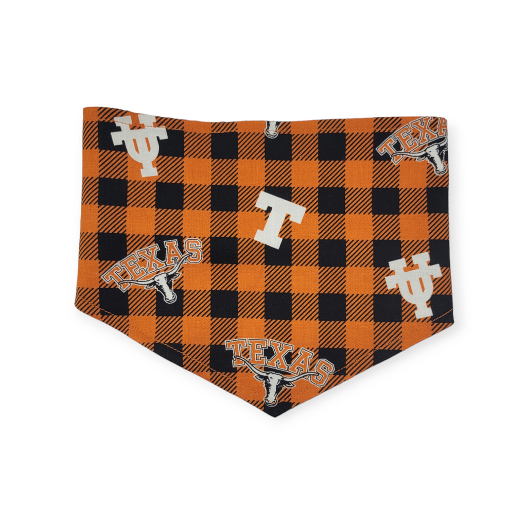 Longhorns/Black Plaid Reversible Tie-on Bandana (Small)