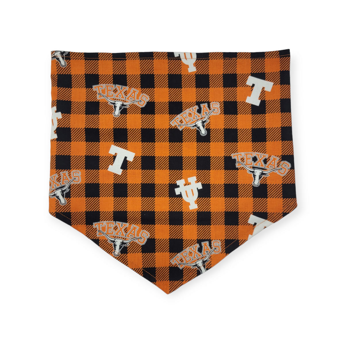 Longhorns/Black Plaid Reversible Tie-on Bandana (Large)
