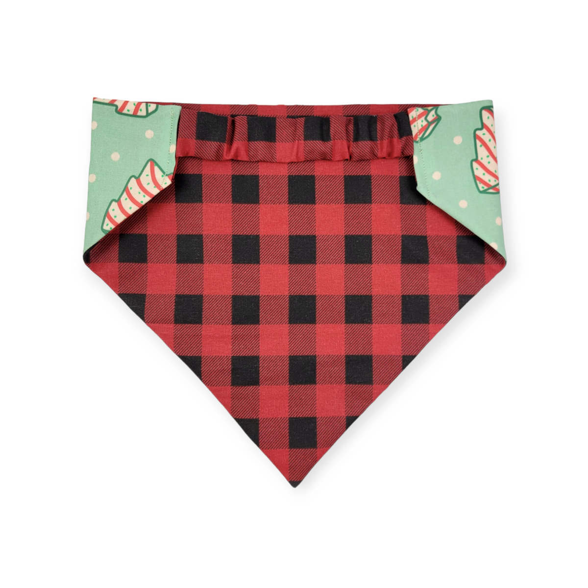Christmas Snack Cakes/Buffalo Plaid Slip-on Scrunchie Bandana (Large/X-Large)