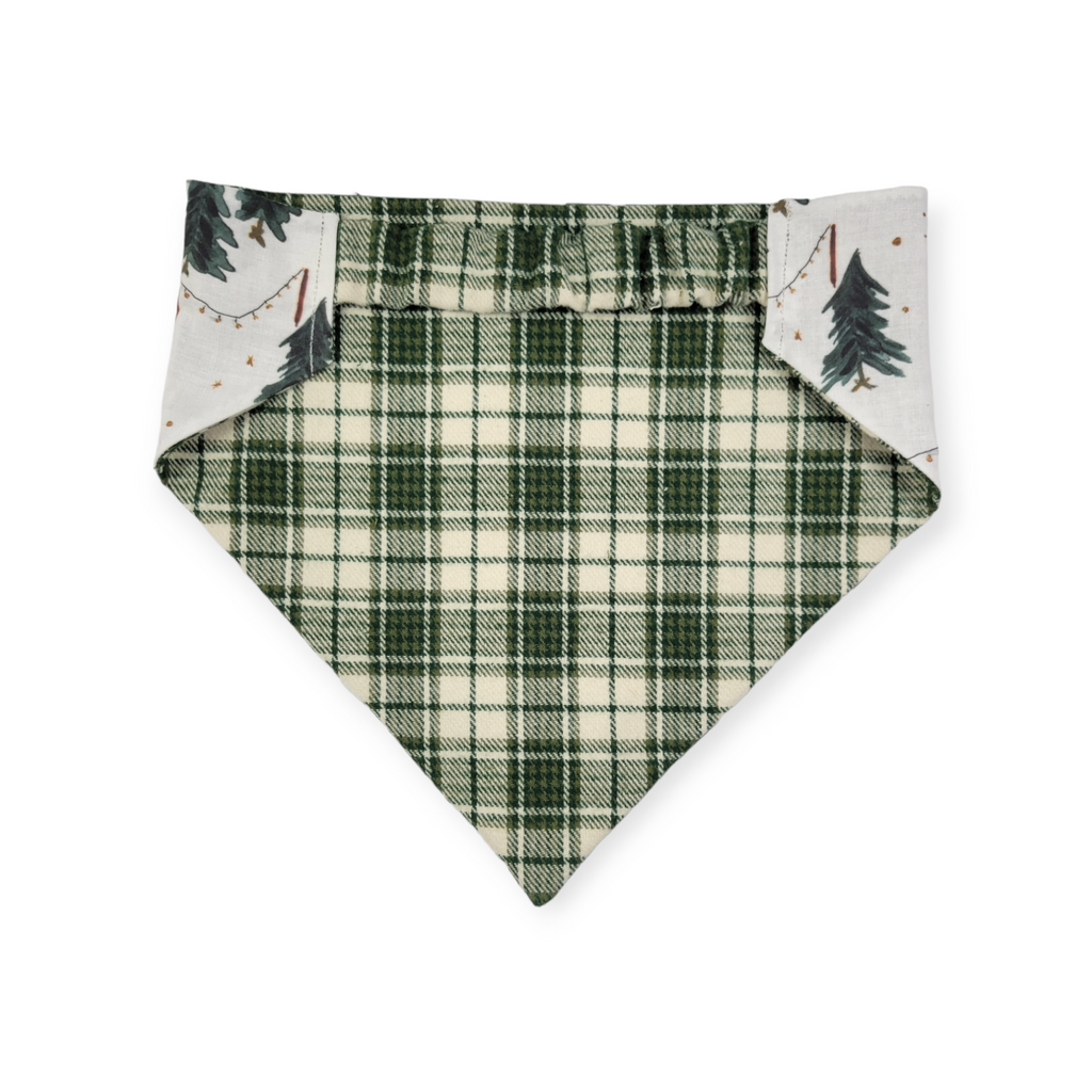 Christmas Tree Farm/Green Plaid Slip-on Scrunchie Bandana (Large/X-Large)