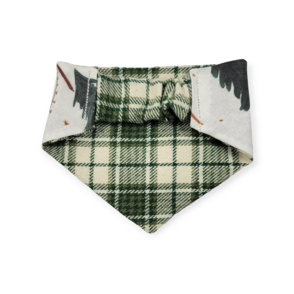 Christmas Tree Farm/Green Plaid Slip-on Scrunchie Bandana (X-Small/Small)