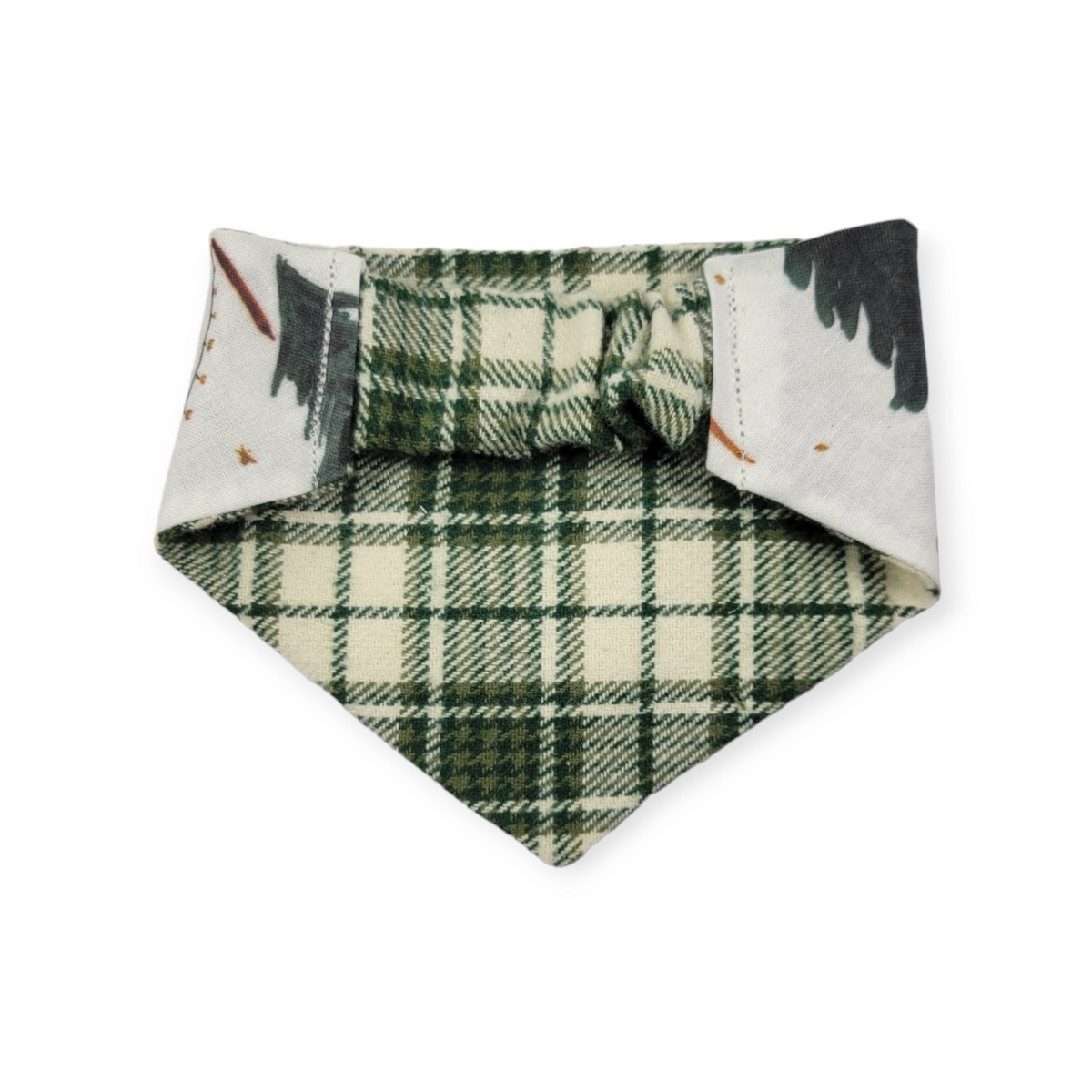 Christmas Tree Farm/Green Plaid Slip-on Scrunchie Bandana (X-Small/Small)
