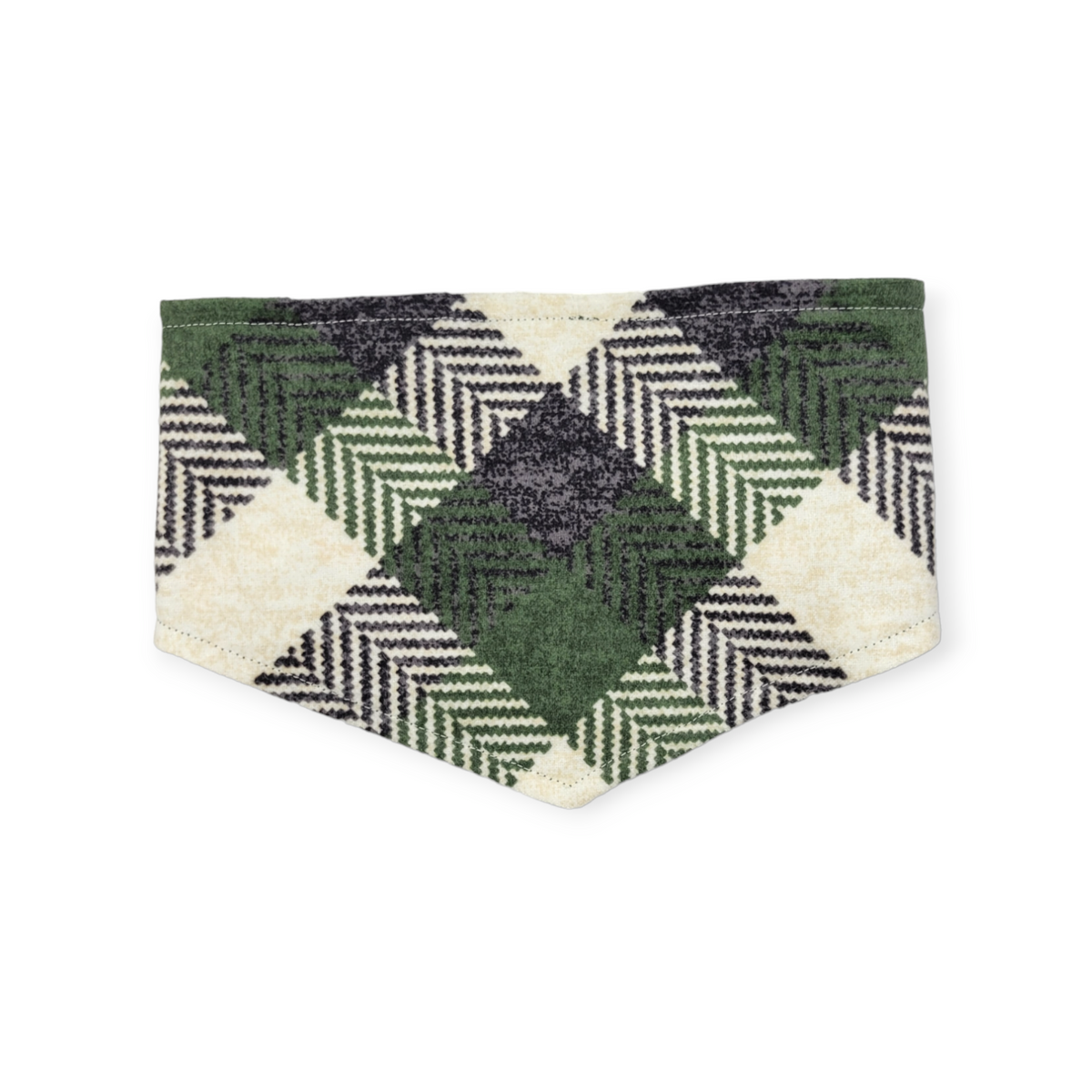 Cookie Tester/Green Plaid Reversible Tie-on Bandana (X-Small)
