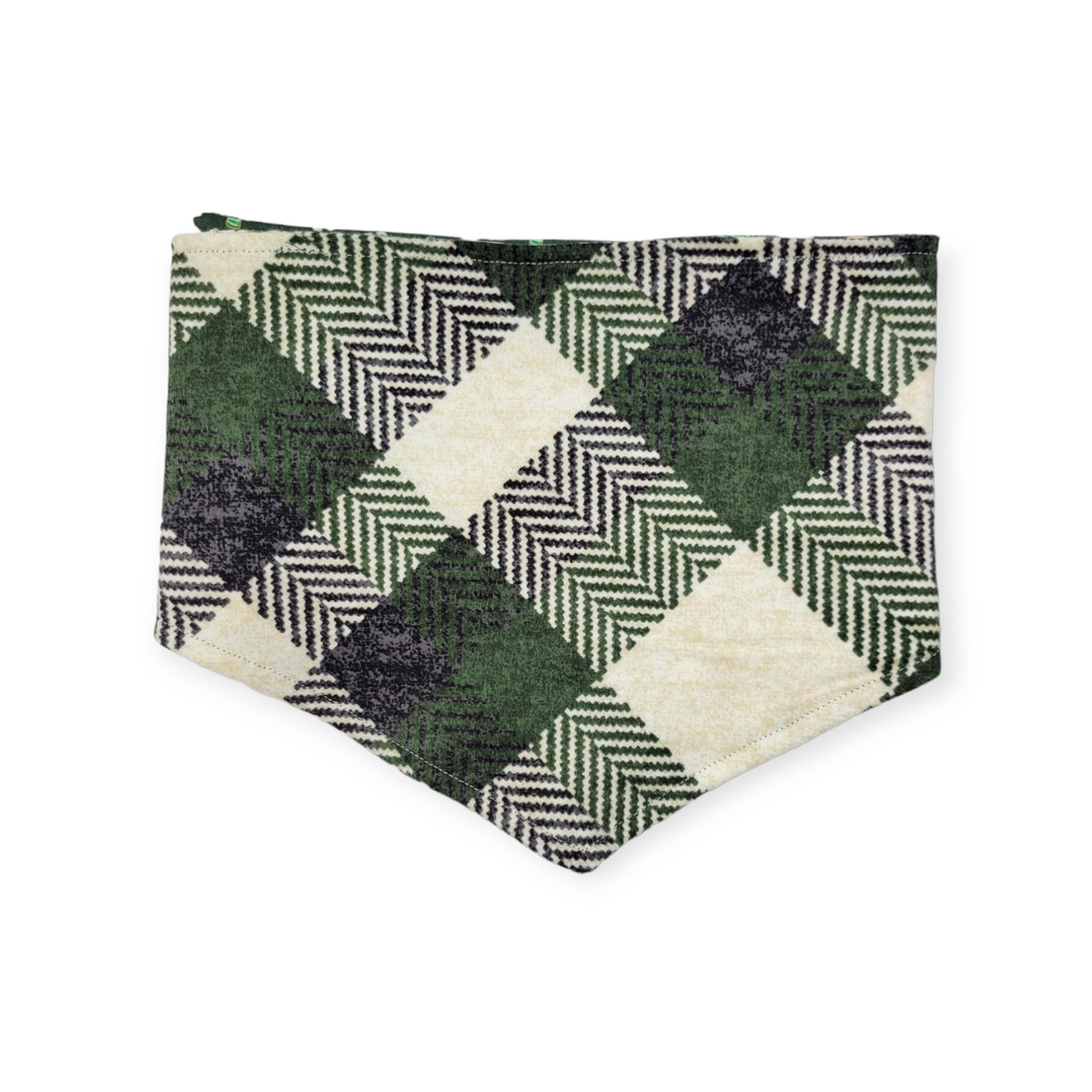 Cookie Tester/Green Plaid Reversible Tie-on Bandana (Medium)