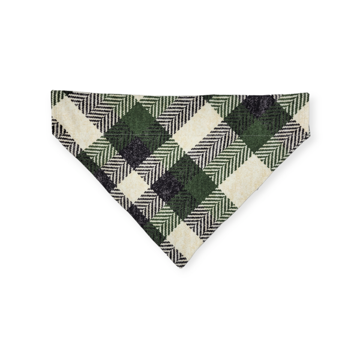 Cookie Tester/Green Plaid Reversible Slide-on Bandana (Large)