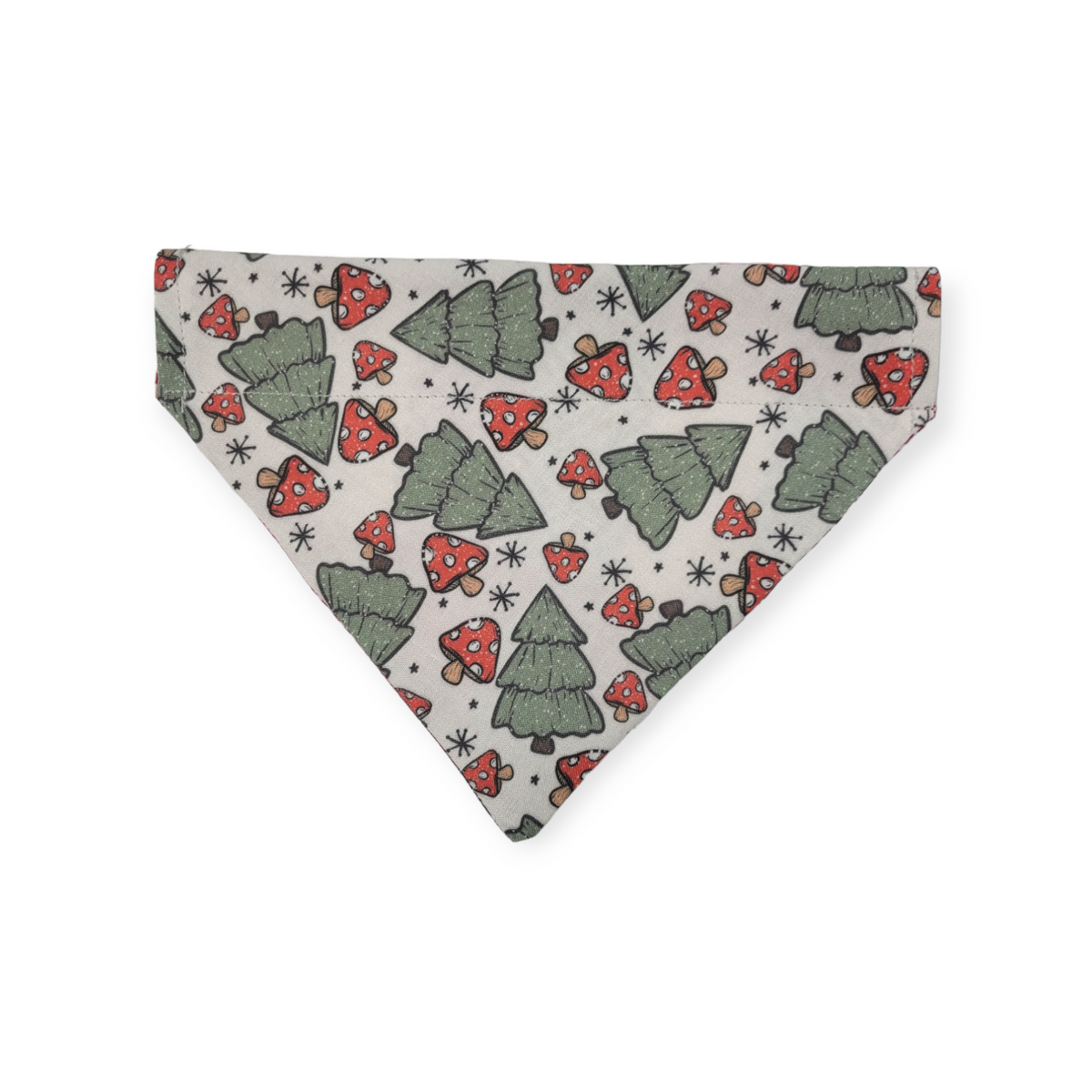 Christmas Mushrooms/Red Plaid Reversible Slide-on Bandana  (Small)