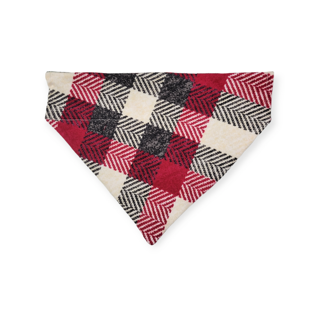 Christmas Mushrooms/Red Plaid Reversible Slide-on Bandana (Medium)