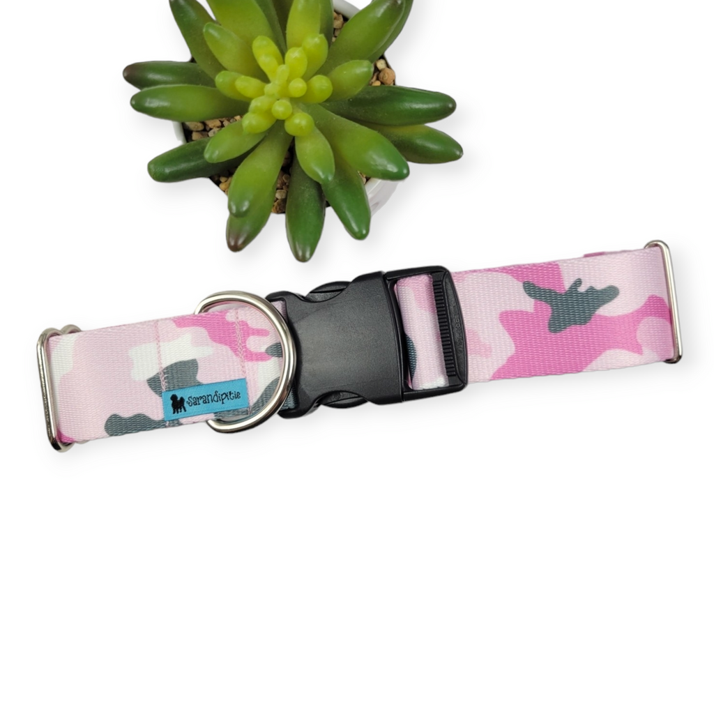 Pink Camo Dog Collar (X-Large, 1.5" wide)