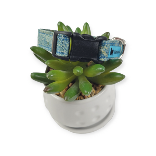 Blue & Green Grunge Dog collar (Small)