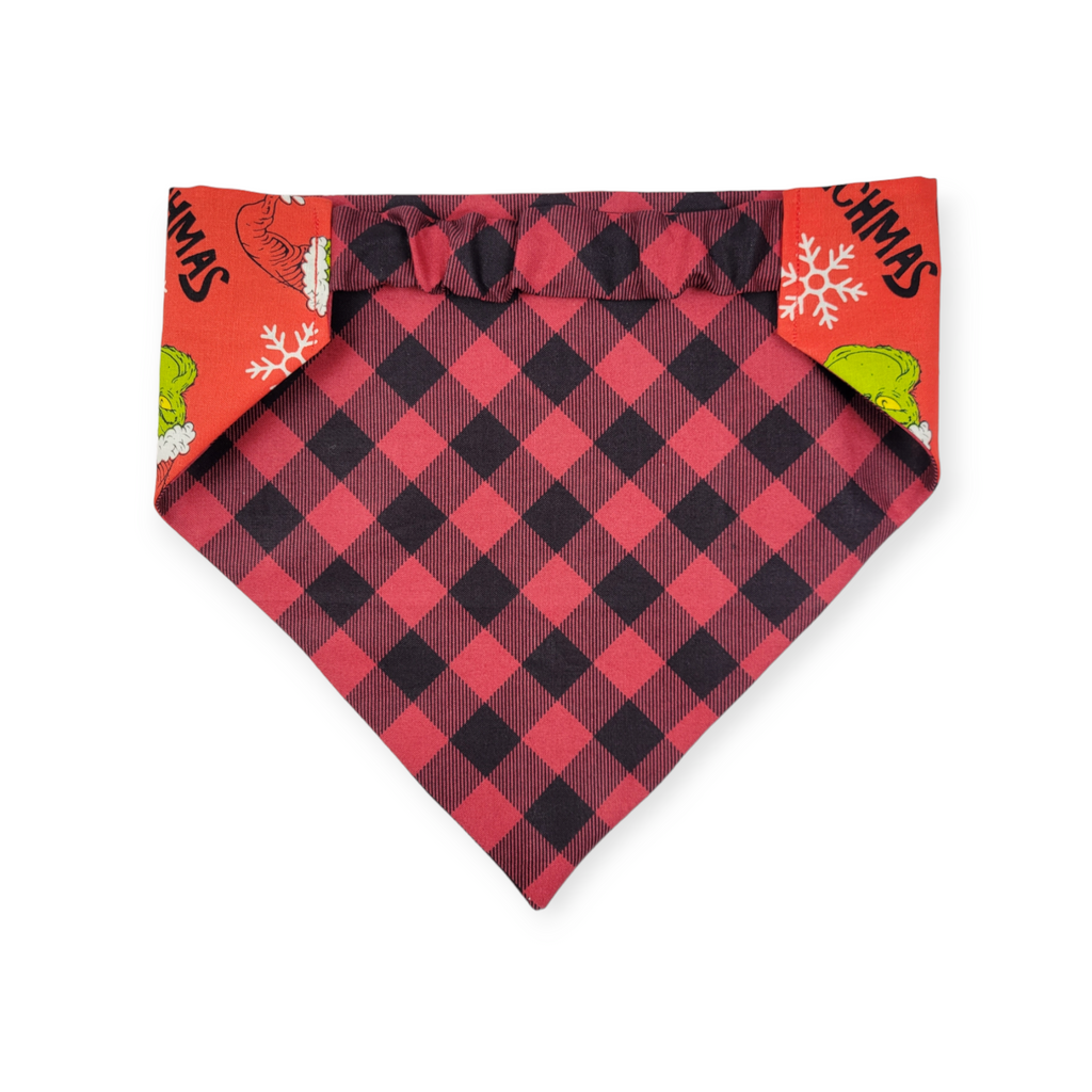 Grouchy/Buffalo Plaid Slip-on Scrunchie Bandana (Large/X-Large)