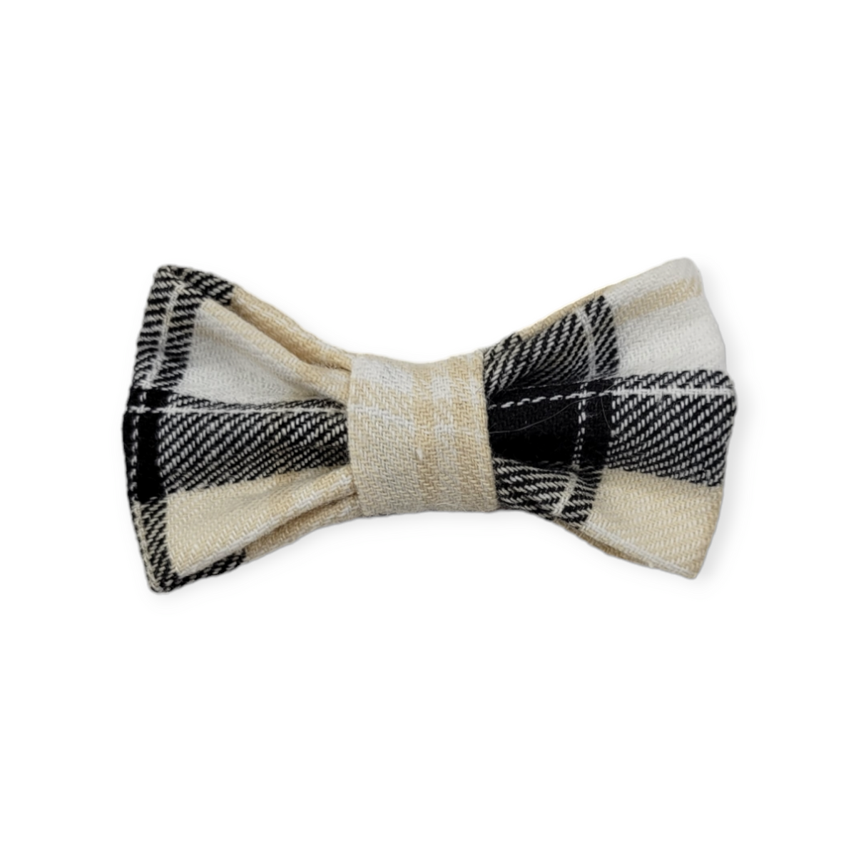 Tan & Black Plaid Bowtie - 3"