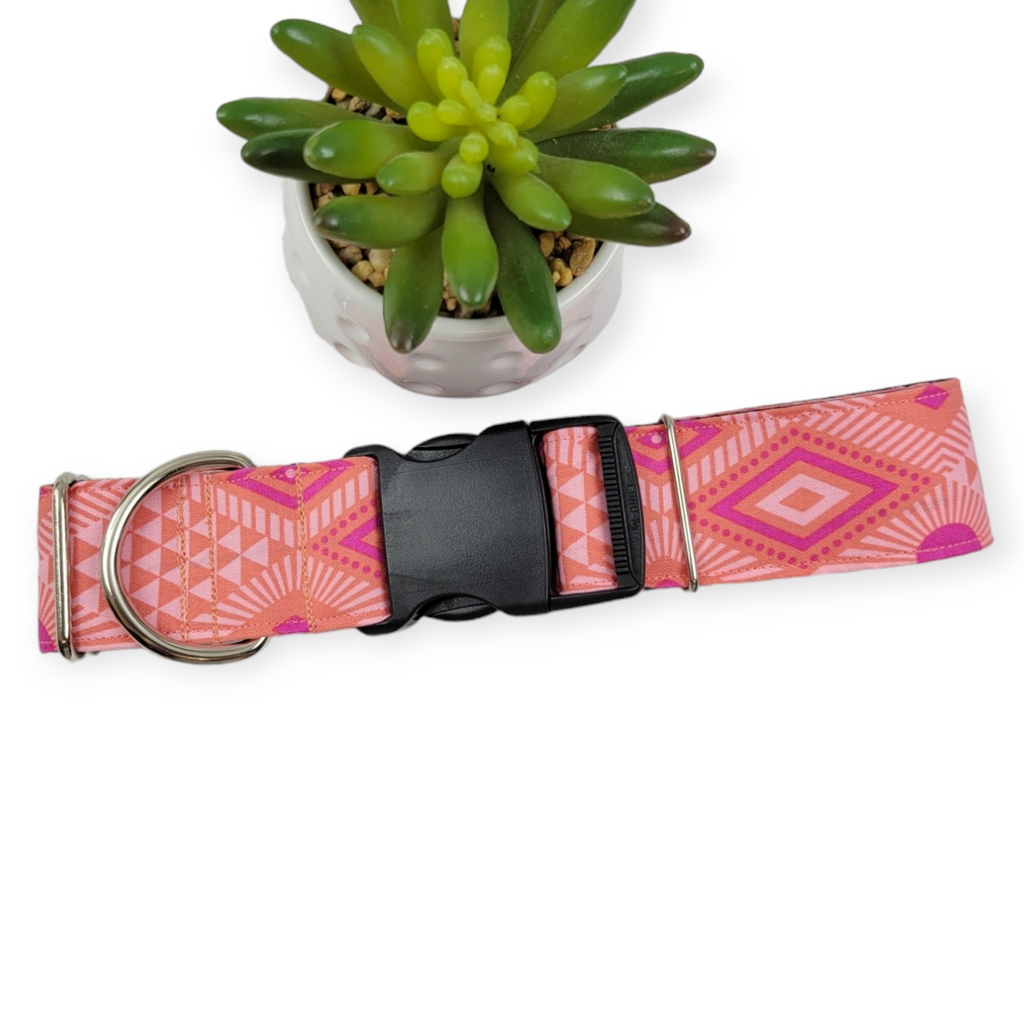 Lucy Diamonds in Coral Dog Collar (X-Large, 1.5" wide)